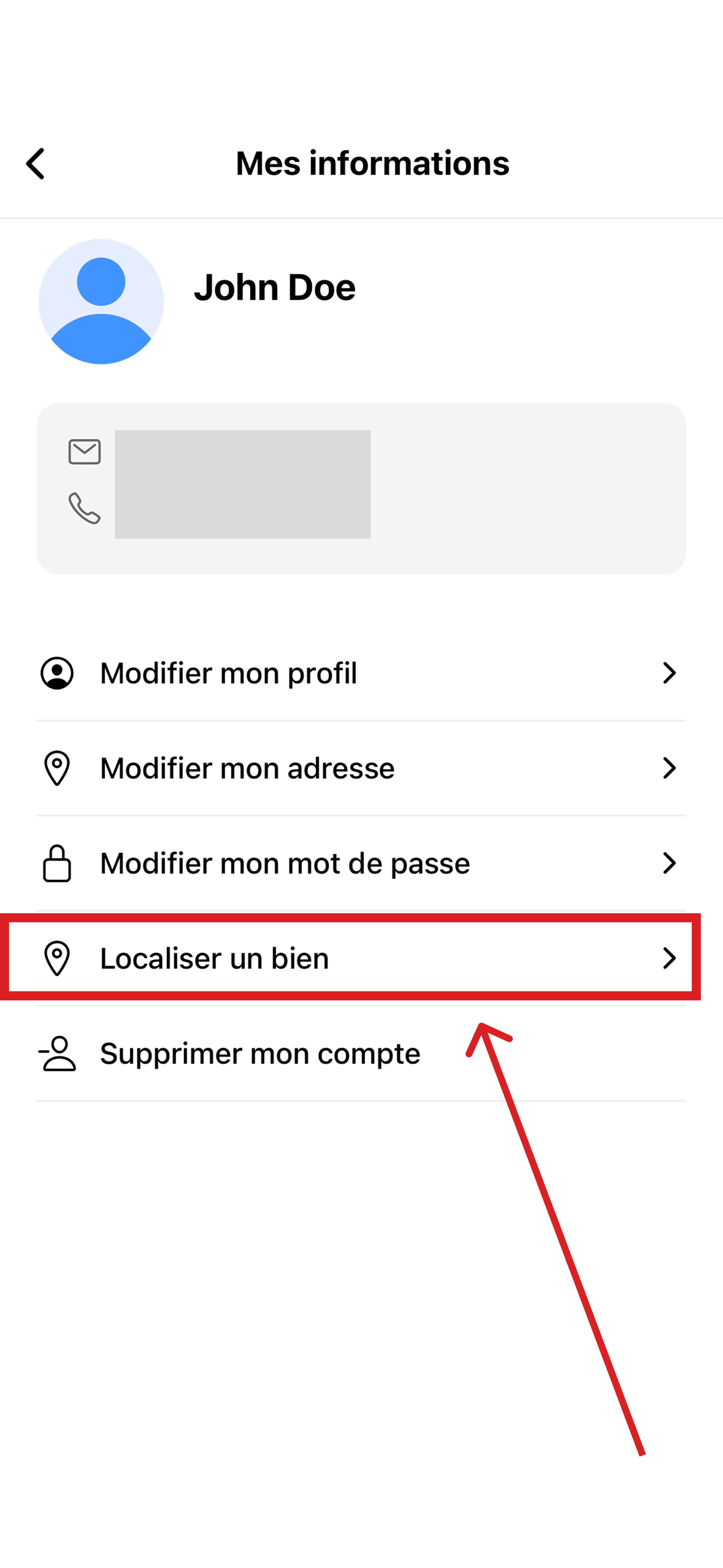 Bouton Me localiser